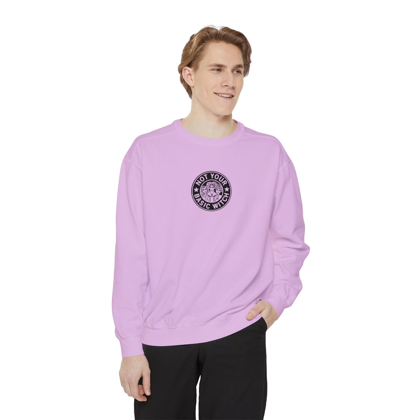 Comfort Colors Orchid "Not Your Basic Witch" Unisex Garment-Dyed Sweatshirt